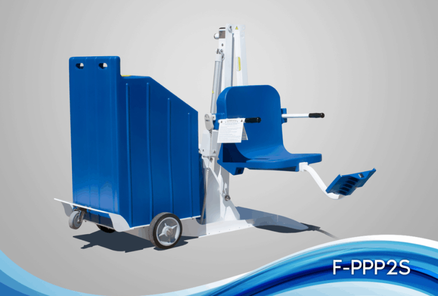 White Frame Blue Seat - Portable Pro 2 Electric Pool Lift by Aqua Creek | Wheelchair Liberty
