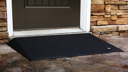 Black Variant  On Doorstep- TRANSITIONS® Angled Entry Mats by EZ-ACCESS® | Wheelchair Liberty
