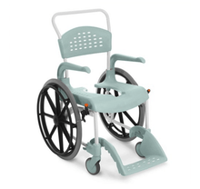 CLEAN Self-Propelled Shower Commode Chair with 24 Inch Rear Wheels Lagoon Green