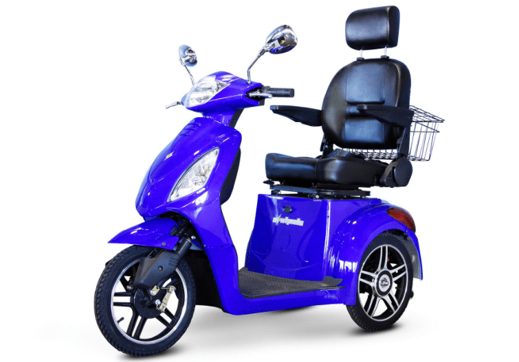 EW-36 3-wheel Mobility Scooters Blue Front Left View | Wheelchair Liberty
