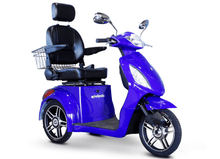 EW-36 Elite Recreational 3-Wheel Mobility Scooter Blue Front Right View | Wheelchair Liberty
