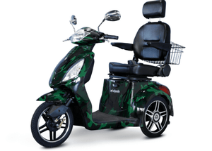 EW-36 Elite Green Recreational 3-Wheel Mobility Scooter Camo Front Left View | Wheelchair Liberty