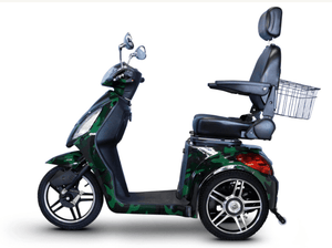 EW-36 Elite Green Recreational 3-Wheel Mobility Scooter Camo Full Left View | Wheelchair Liberty