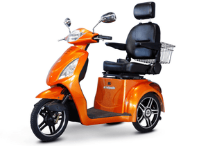 EW-36 Elite Recreational 3-Wheel Mobility Scooter Orange Front Left View | Wheelchair Liberty
