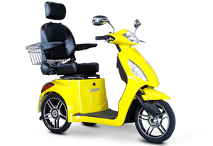 EW-36 Elite Recreational 3-Wheel Mobility Scooter Yellow Front Right View | Wheelchair Liberty