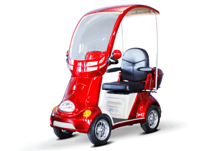 EW-54 Coupe Recreational 4-Wheel Mobility Scooter Red Front Left View | Wheelchair Liberty