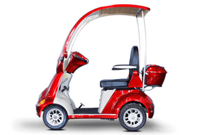 EW-54 Coupe Recreational 4-Wheel Mobility Scooter Red Full Left View | Wheelchair Liberty