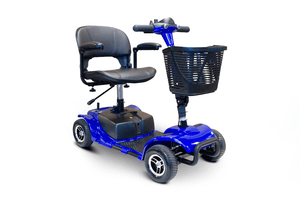 EW-M34 Travel Electric Scooter - Quarter Right Side View - Blue - by EWheels Medical | Wheelchair Liberty