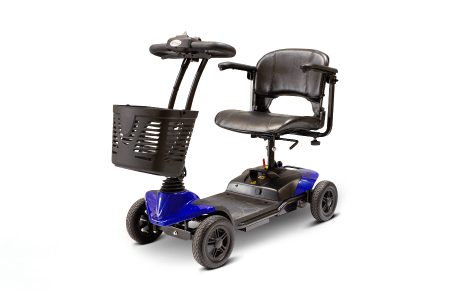 EW-M35 Lightweight Portable Scooter - Quarter Left Side View - Blue -  by EWheels Medical | Wheelchair Liberty