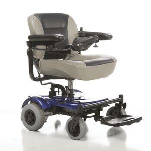 EZ-GO Lightweight Portable Power Wheelchair P321 - Blue Rightside - by Merits | Wheelchair Liberty