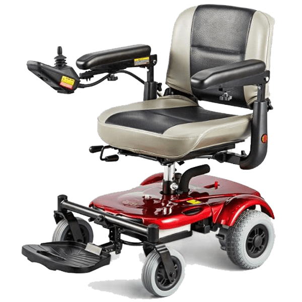 EZ-GO Lightweight Portable Power Wheelchair P321 - Red Leftside - by Merits | Wheelchair Liberty