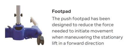 Push Footpad Feature - Hoyer Advance-E Electric Portable Patient Lift Joerns-Wheelchair Liberty