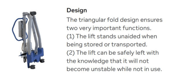 Triangular Fold Design Feature - Hoyer Advance-E Electric Portable Patient Lift Joerns-Wheelchair Liberty