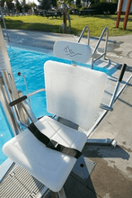 Seat With Safety Belt - Gallatin Water-Powered Pool Lift WP 400 ADA Compliant  | Wheelchair Liberty 