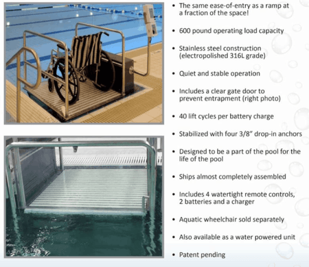 Glacier Battery-Powered ADA Compliant Platform Pool Lift  - Features