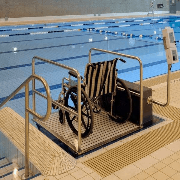 Glacier Battery-Powered ADA Compliant Platform Pool Lift  With Wheelchair Use -  by Spectrum Aquatics | Wheelchair Liberty