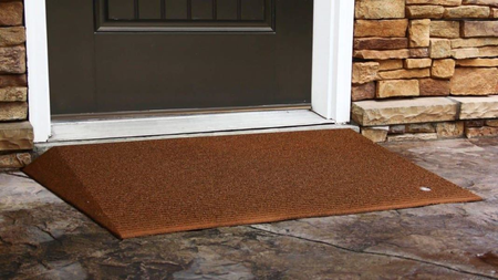 Hazelnut Brown On Doorstep - TRANSITIONS® Angled Entry Mats by EZ-ACCESS® | Wheelchair Liberty
