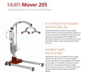 Molift Mover 205 - Electric Powered Mobile Patient Lift by ETAC - Product Description