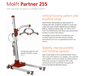 Product Descriptions - Molift Partner 255 - Electric Powered Mobile Patient Lift by ETAC - Wheelchair Liberty