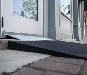 On Doorstep Side View - TRANSITIONS® Modular Entry Mat by EZ Access | Wheelchair Liberty