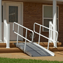 On Stairs OnTrac Wheelchair and Scooter Access Ramp with Handrails by PVI | Wheelchair Liberty