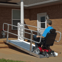 With Power Wheelchair - OnTrac Wheelchair and Scooter Access Ramp with Handrails by PVI | Wheelchair Liberty