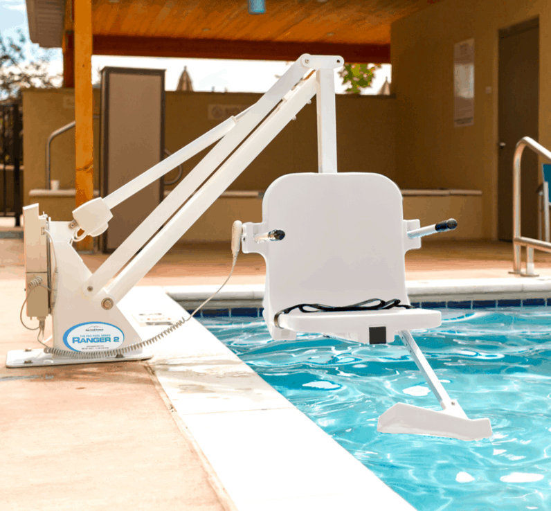 White Frame, White SEat - Ranger 2 Powered Pool Lift ADA Compliant by ...