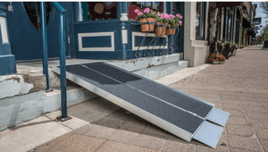 SUITCASE® Singlefold AS Portable Ramps - On Stairs Side View  | Wheelchair Liberty