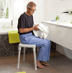 Smart Rectangular Shower Stool Man With Stool In Bathroom