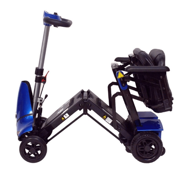 Solax Mobie Plus Electric Folding Scooter - Blue Slightly Folded - by Enhance Mobility | Wheelchair Liberty 