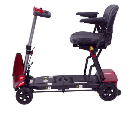 Solax Mobie Plus Electric Folding Scooter - Red Left Side -  by Enhance Mobility | Wheelchair Liberty 
