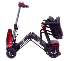 Solax Mobie Plus Electric Folding Scooter - Red Slightly Folded - by Enhance Mobility | Wheelchair Liberty 