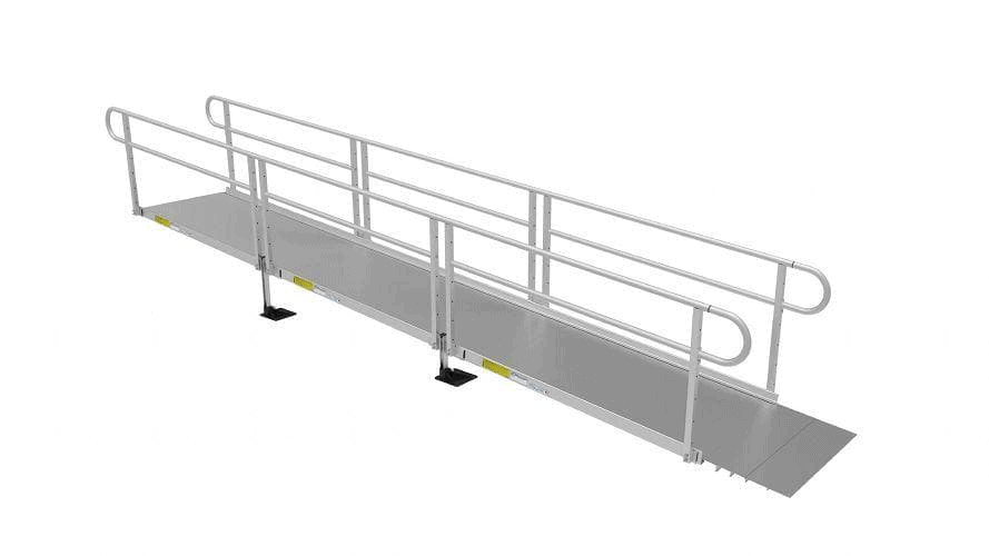 Solid Metal Surface 2 line Handrail - PATHWAY® 3G Modular Access System Solo Kits Wheelchair Ramp by EZ-ACCESS® | Wheelchair Liberty 