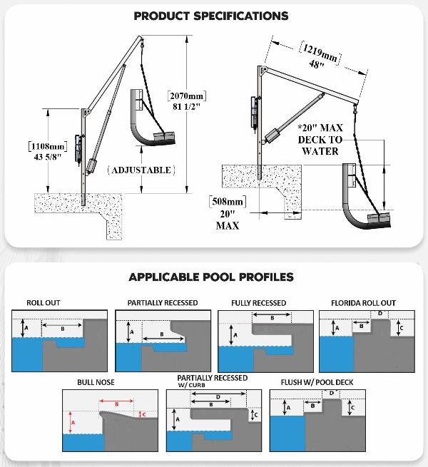 The Power EZ 2 Electric Pool Lift by Aqua Creek - Wheelchair Liberty