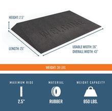 TAEMBLK022.5 Specs TRANSITIONS® Rubber Angled Welcome Mats by EZ-Access | Wheelchair Liberty
