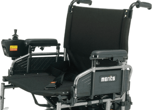 Seat With Safety Belt - Travel Ease 22 Heavy-Duty Folding Power Wheelchair P181 by Merits | Wheelchair Liberty