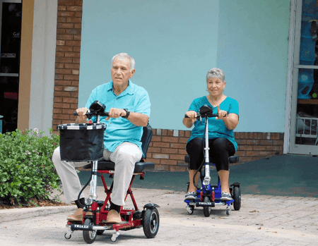 Triaxe CRUZE Scooter - On Stone Surface  -  by Enhance Mobility | Wheelchair Liberty