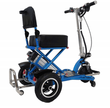 Triaxe Sport Folding Electric Scooter Blue Side View - by Enhance Mobility | Wheelchair Liberty