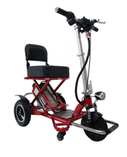Triaxe Sport Folding Electric Scooter - Side View Red - by Enhance Mobility | Wheelchair Liberty