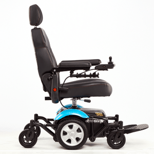 Side View Blue - Vision Sport Power Wheelchair w/ Seat Lift P326D by Merits | Wheelchair Liberty