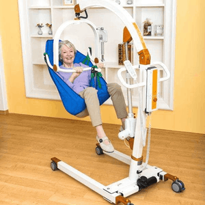 With Patient - Beka CARLO ALU Floor Lift Mobile Lifts By Handicare | Wheelchair Liberty
