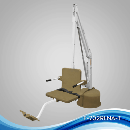 White Frame, Tan Seat - Revolution Power Pool Lift ADA Compliant by Aqua Creek | Wheelchair Liberty